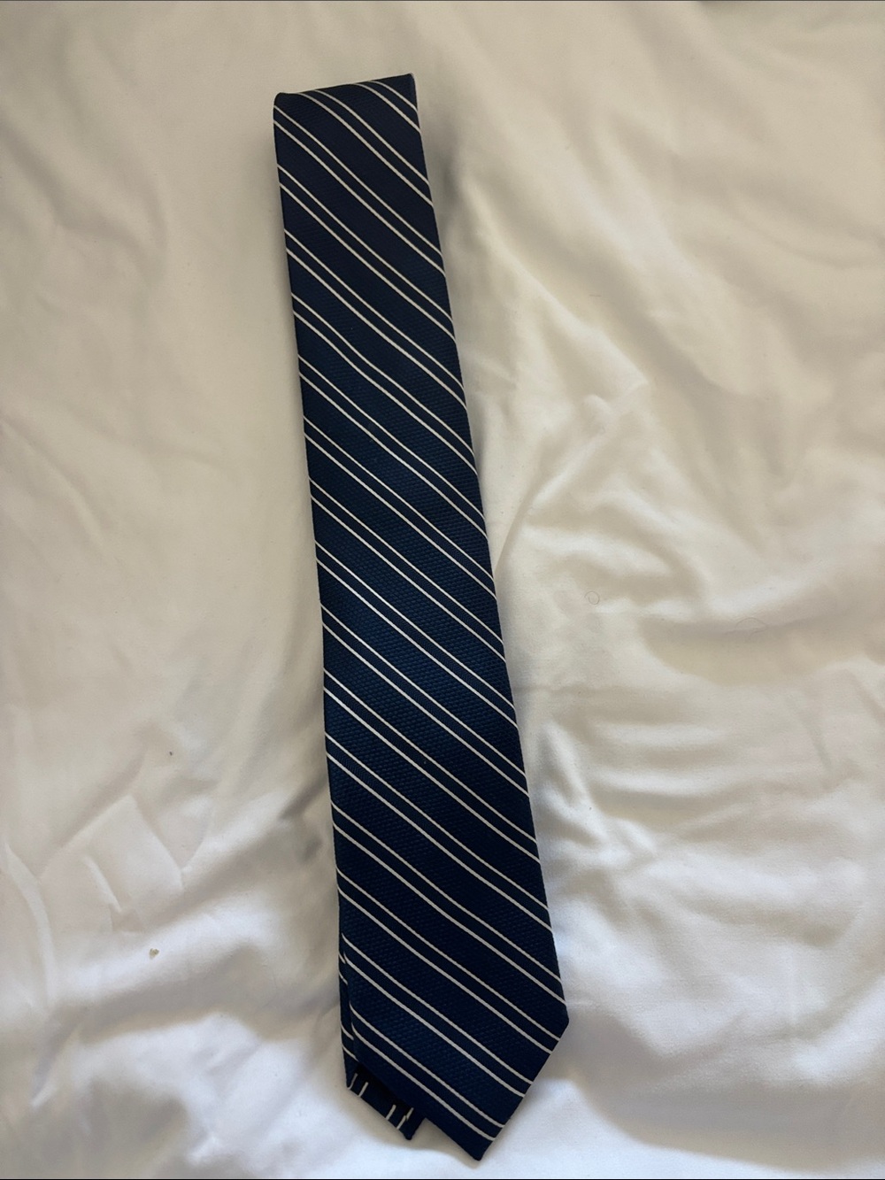 Jos. A. Bank Navy and White Diagonal Stripe Tie